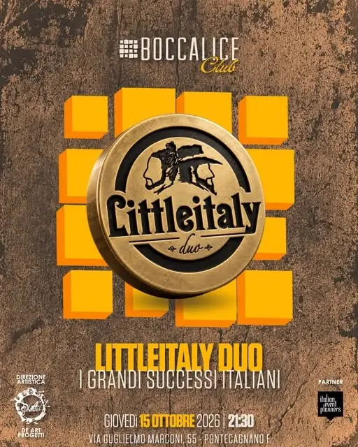 Locandina della serata Littleitaly Duo da Boccalice, giovedì 15 ottobre 2026 alle 21:30